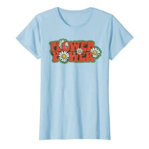 Groovy light blue flower power t shirt